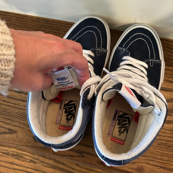 Vans Blue and White High-Top Sneakers - Picture 9 of 12